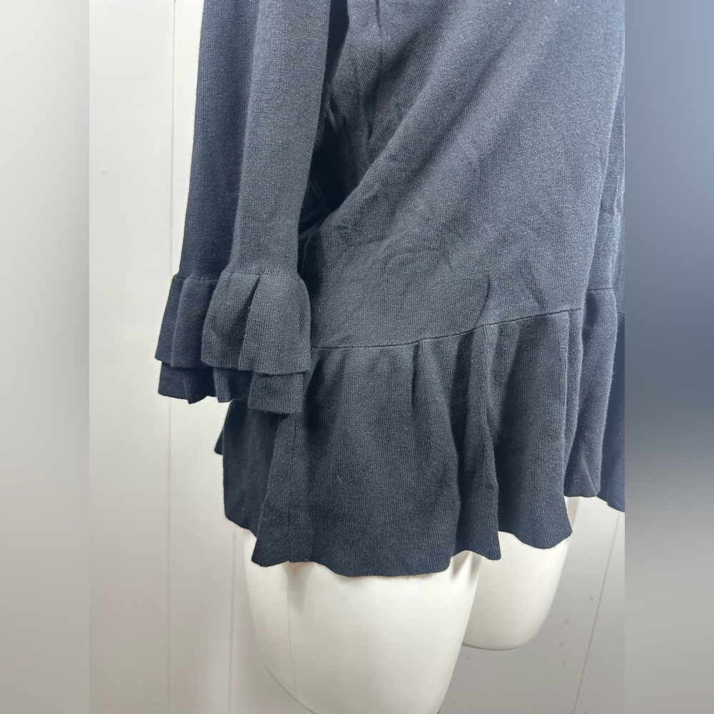NWT Lane Bryant Black 3/4 Ruffle Sleeve Knit Cardigan Sweater Size 18/20 - Picture 5 of 9